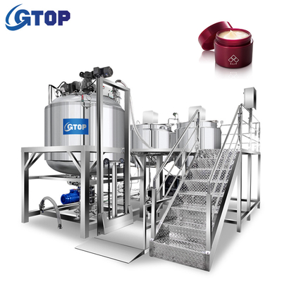 Chemical Stationary Homogeneous Emulsification Tank Vacuum Reaction Ax Cream Blender Cosmetic Mixing Production Equipment.